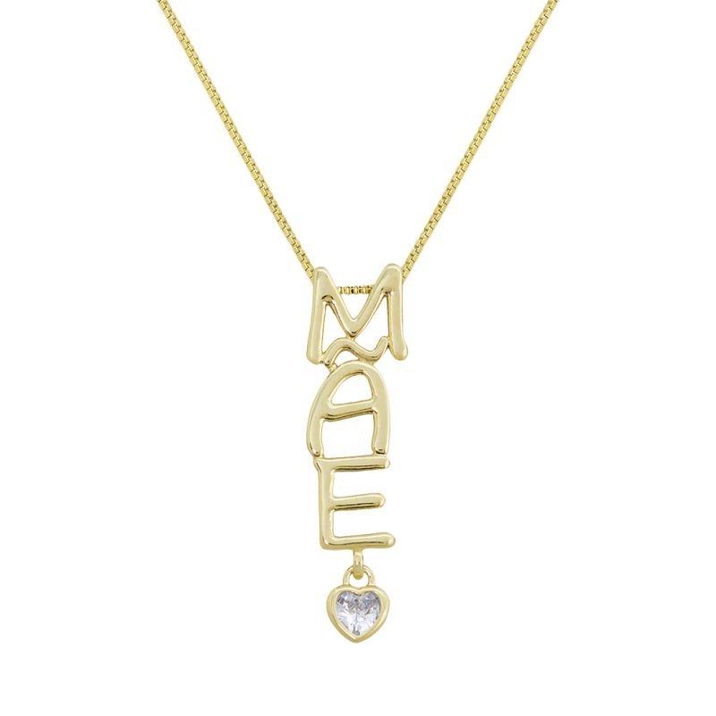 COLAR MÃE COM ZIRCONIA DE CORAÇÃO BANHADO EM OURO