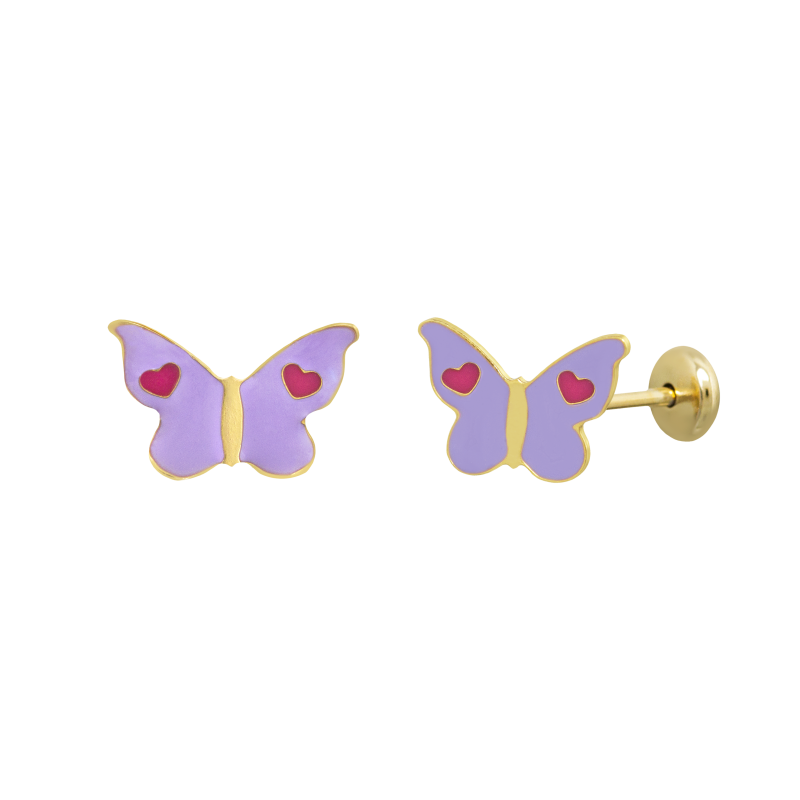 CONJUNTO INFANTIL BRINCO E COLAR BORBOLETINHA BANHADO EM OURO