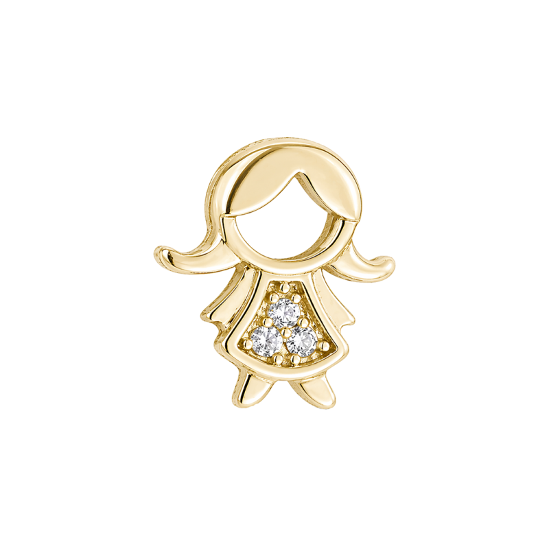 PINGENTE MENINA CRAVEJADO EM MICRO ZIRCONIAS BANHADO A OURO