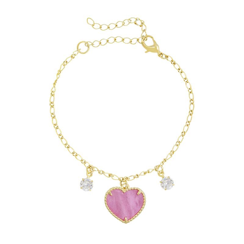 PULSEIRA INFANTIL CORAÇÃO E ZIRCÔNIA BANHADO EM OURO