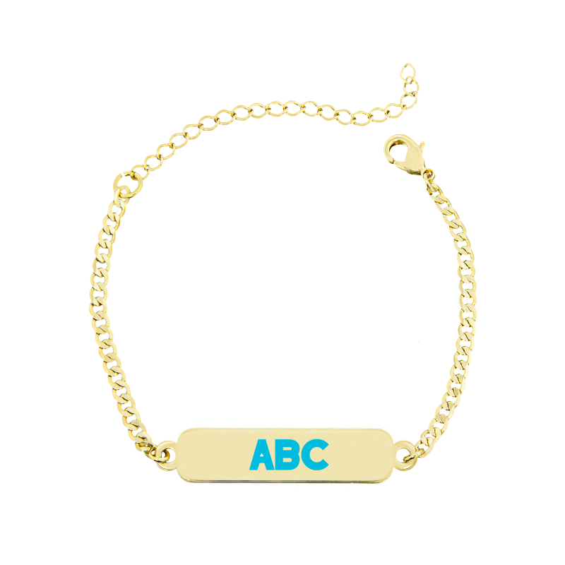 PULSEIRA INFANTIL FORMATURA ABC RESINADO BANHADO EM OURO