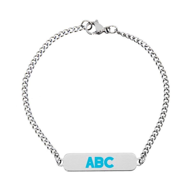 PULSEIRA INFANTIL FORMATURA ABC RESINADO EM AÇO INOX