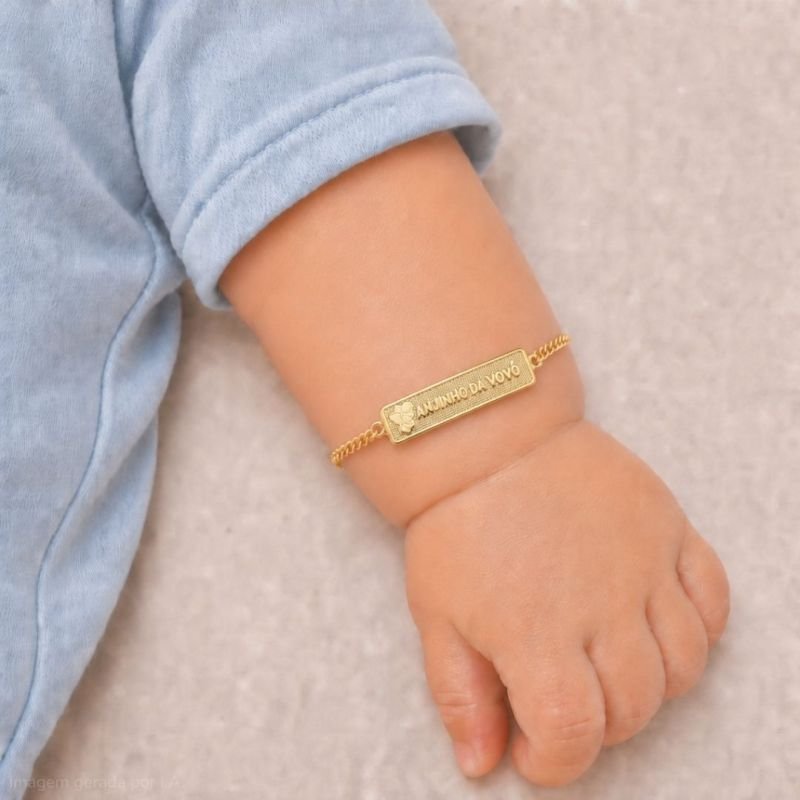 PULSEIRA INFANTIL PLAQUINHA ANJINHO DA VOVÓ BANHADA EM OURO